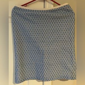 Talbots Petite 4P blue and cream floral lace summer pencil skirt